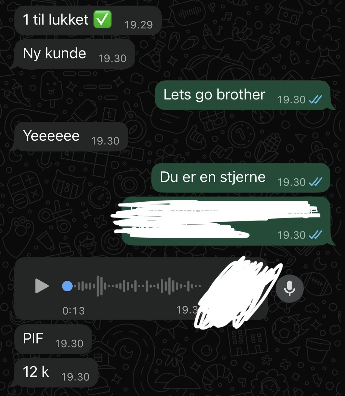 Besked fra en coach med resultater