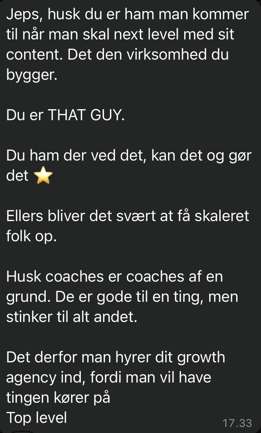 Besked fra en coach med resultater